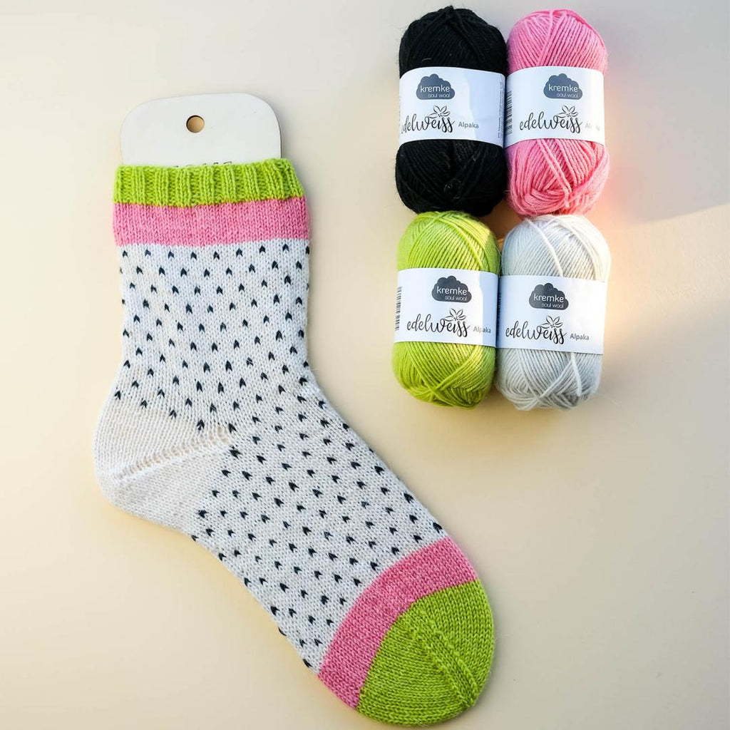Knitting set dragon fruit socks