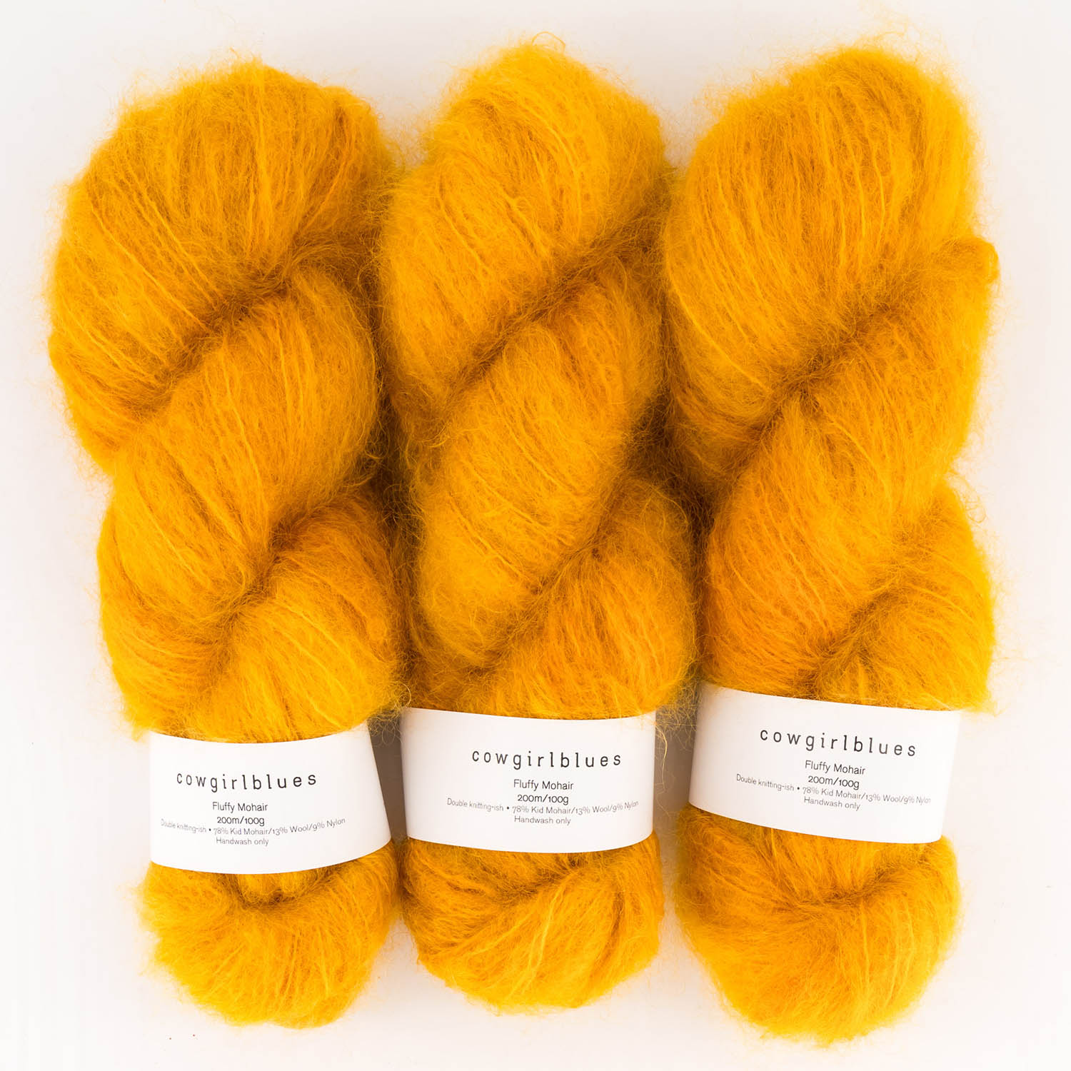 Fluffy mohair solids, hand-dyed