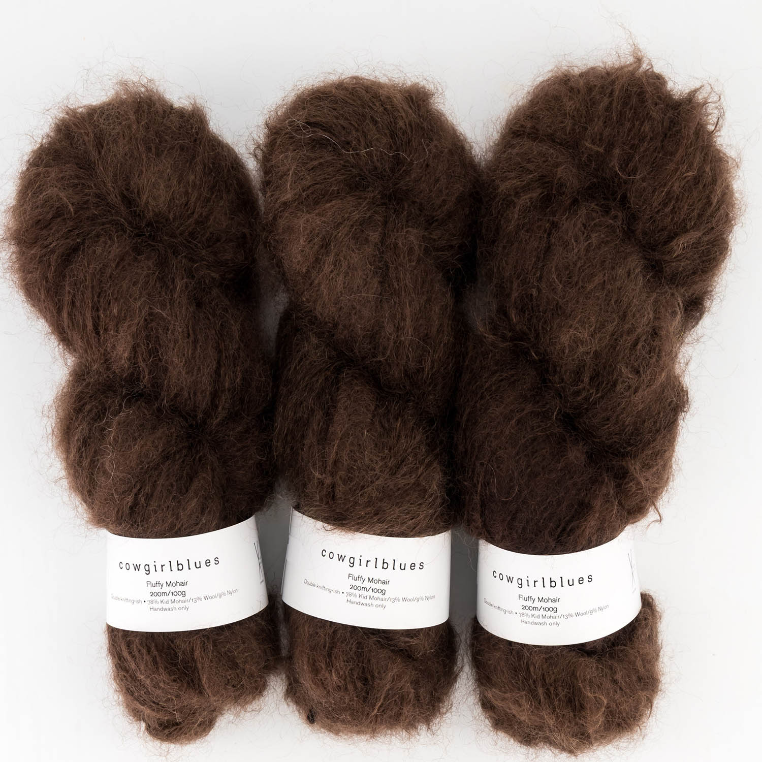 Fluffy mohair solids, hand-dyed