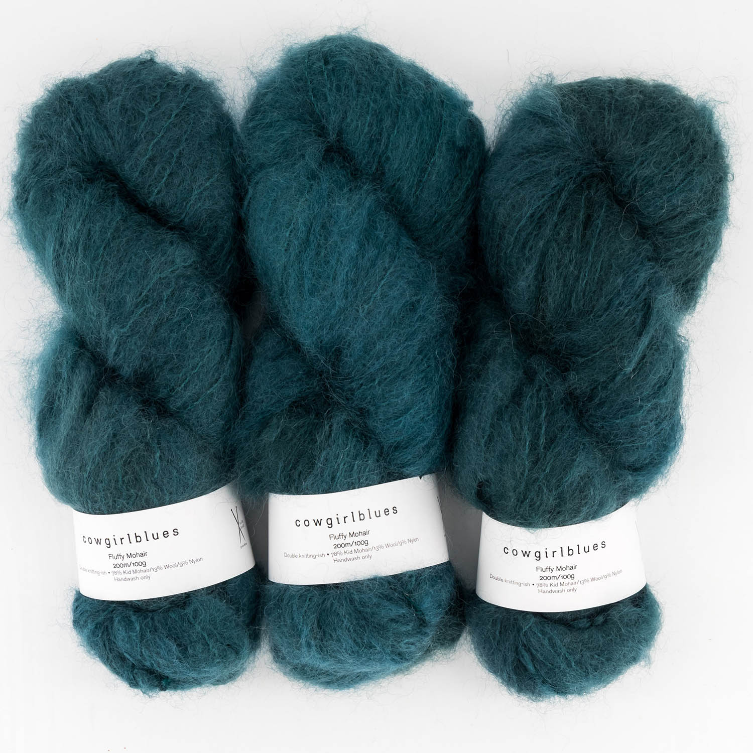 Fluffy mohair solids, hand-dyed