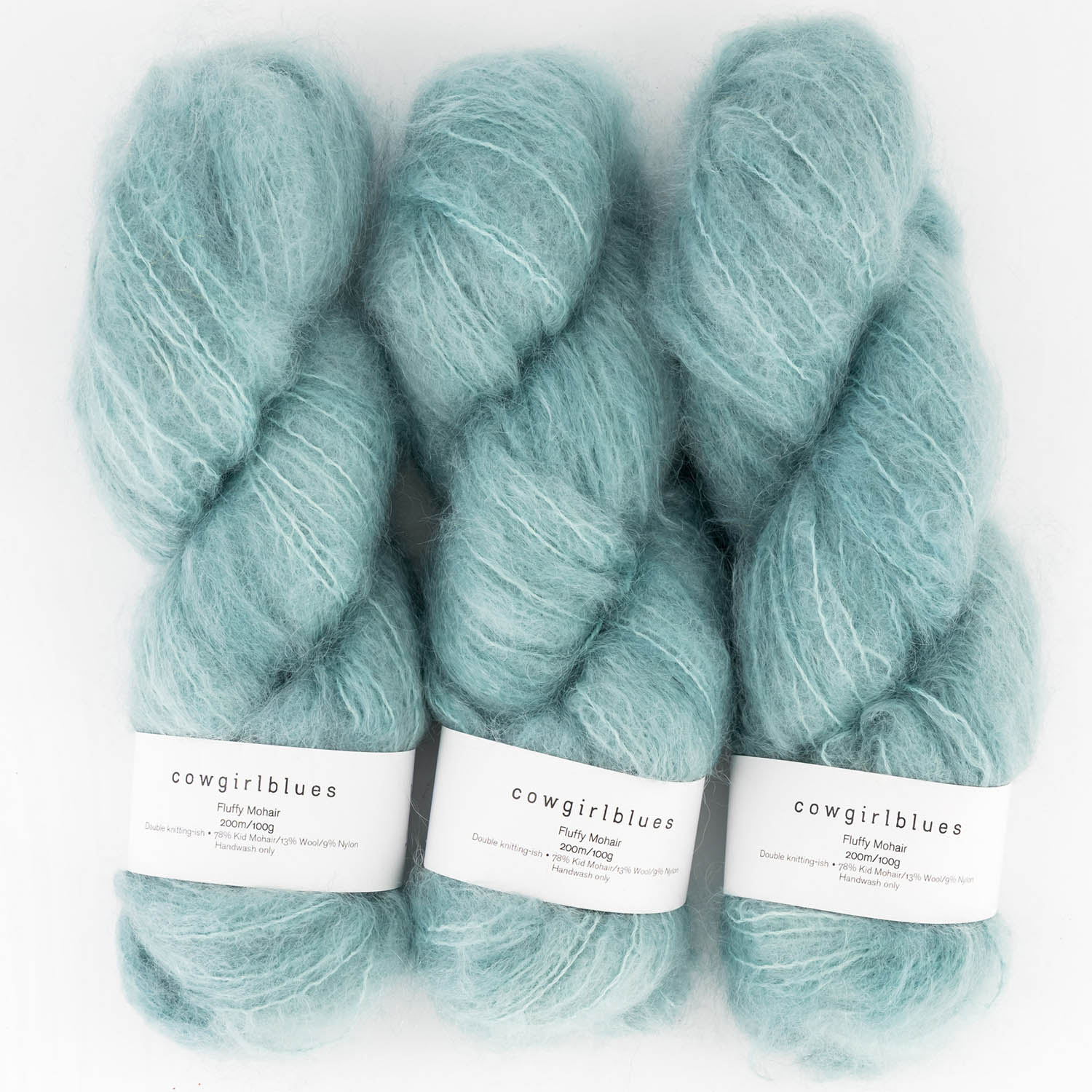 Fluffy mohair solids, hand-dyed