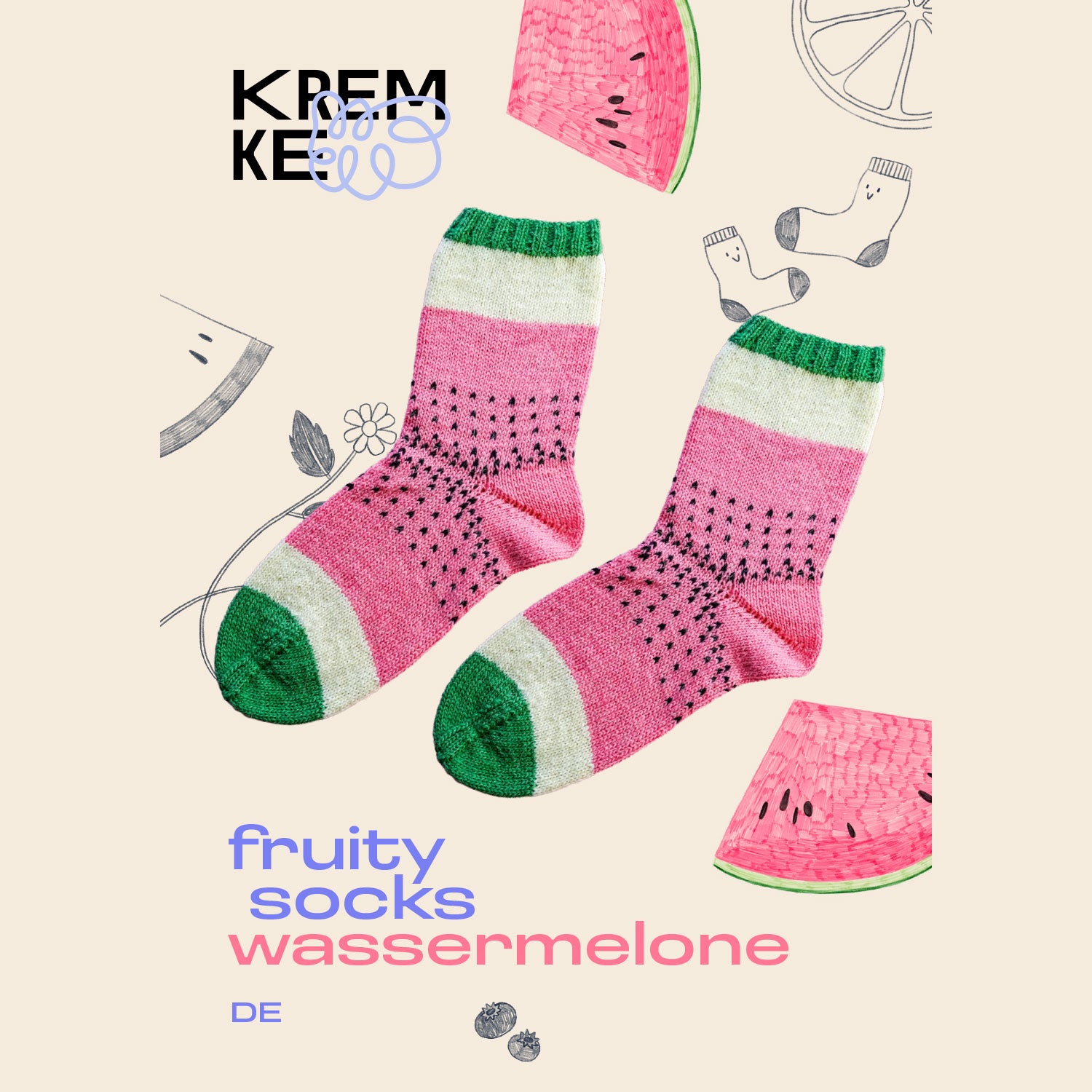 Anleitung Fruity Socks Wassermelone