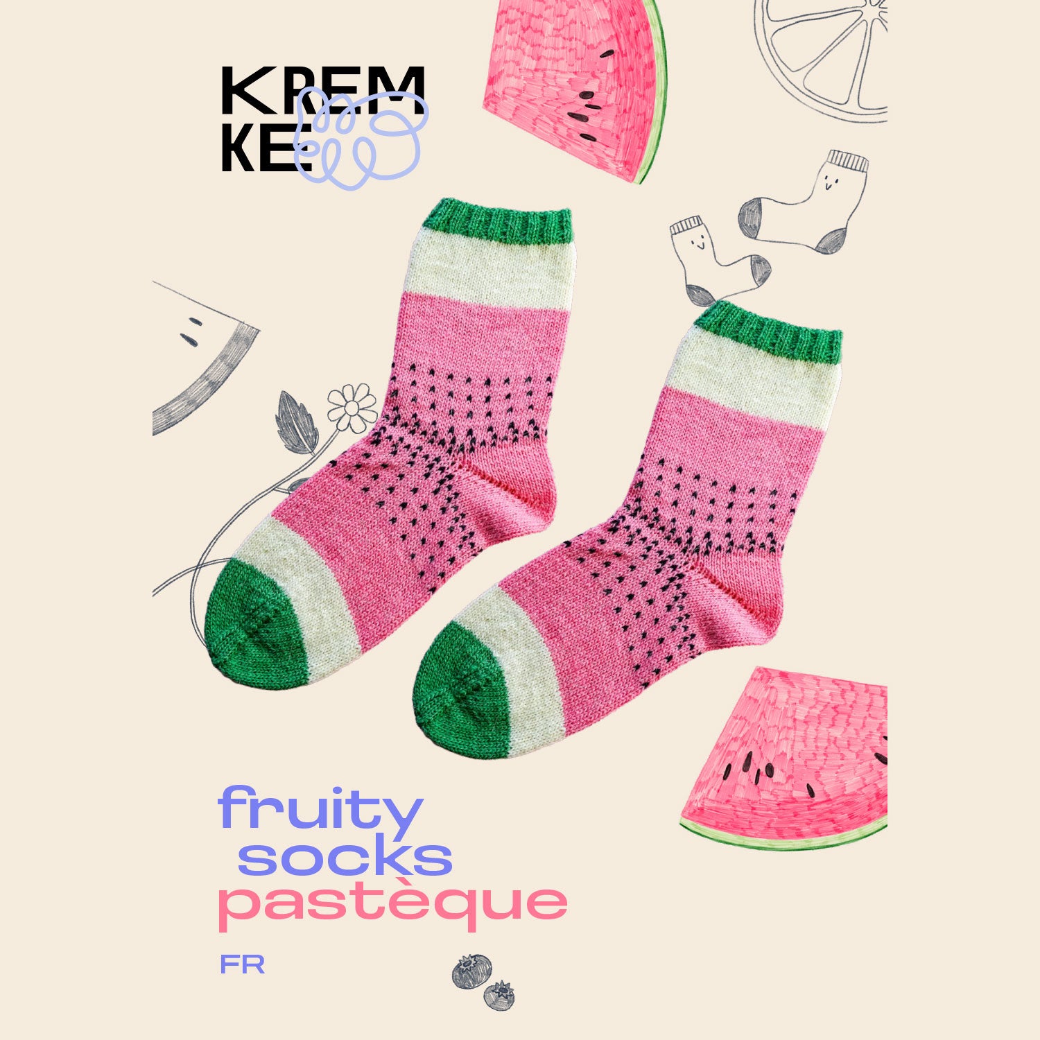 Anleitung Fruity Socks Wassermelone