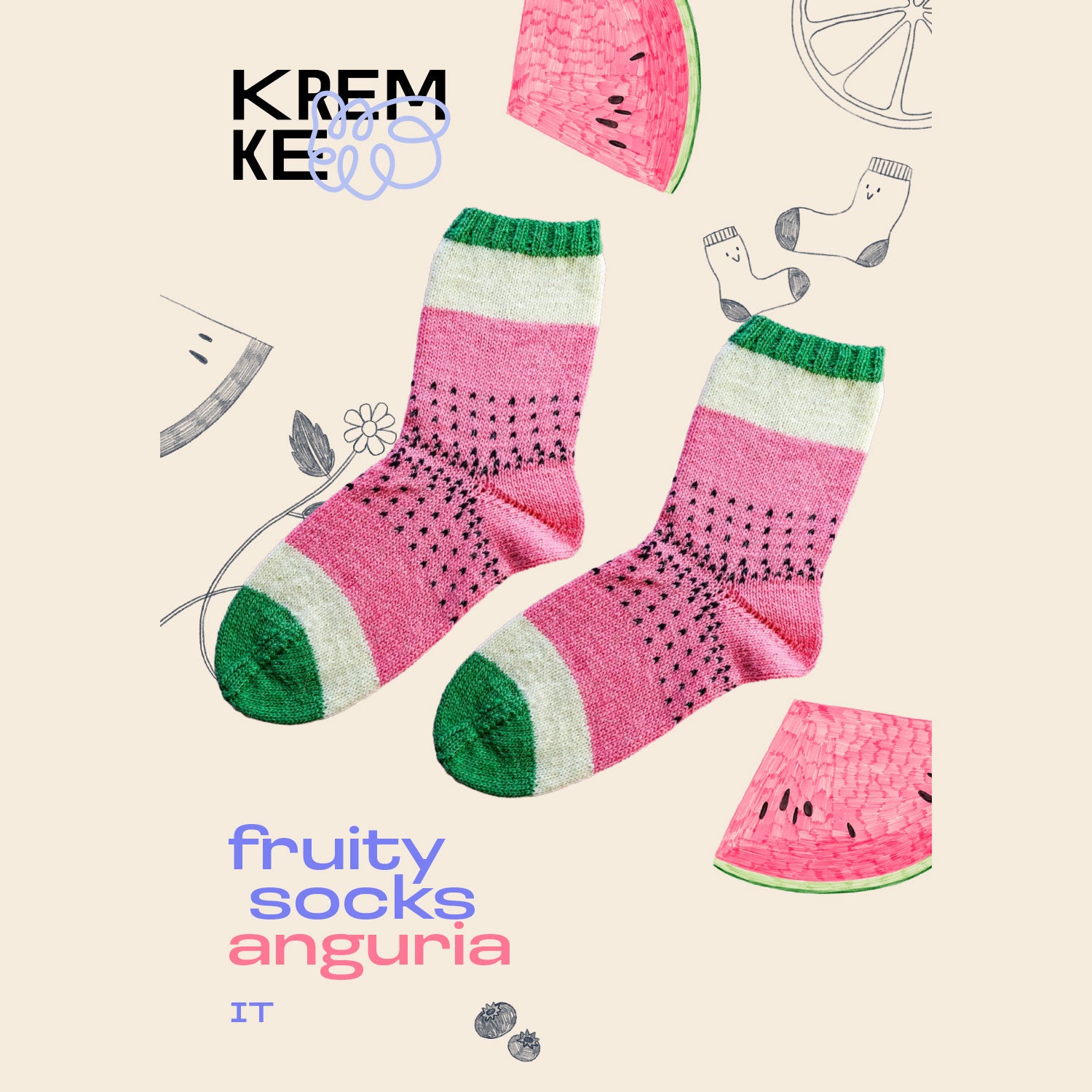 Anleitung Fruity Socks Wassermelone